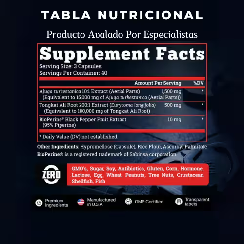 TURKESTERONE®: Potencia sin límites Rendimiento extremo+ Guía "Desata Tu Nivel Alfa"+ Envío Gratis