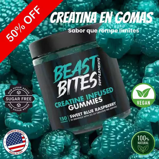 BEAST BITES CREATINE PRO® Creatina en Gomas /Gana Masa 💪 Recupera Rápido 💥Guía Digital + Envío GRATIS🚚