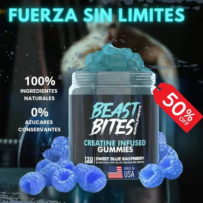 BEAST BITES CREATINE PRO® Creatina en Gomas /Gana Masa 💪 Recupera Rápido 💥Guía Digital + Envío GRATIS🚚