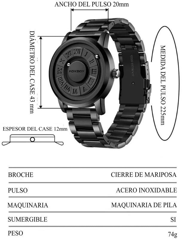 FOXBOX Original- RELOJ MAGNÉTICO - PULSO DE ACERO INOXIDABLE